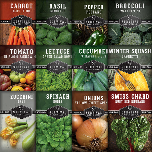 12 Vegetable Seed Collection – Heirloom Non-GMO Garden Vegetables & Herbs for Home Growing