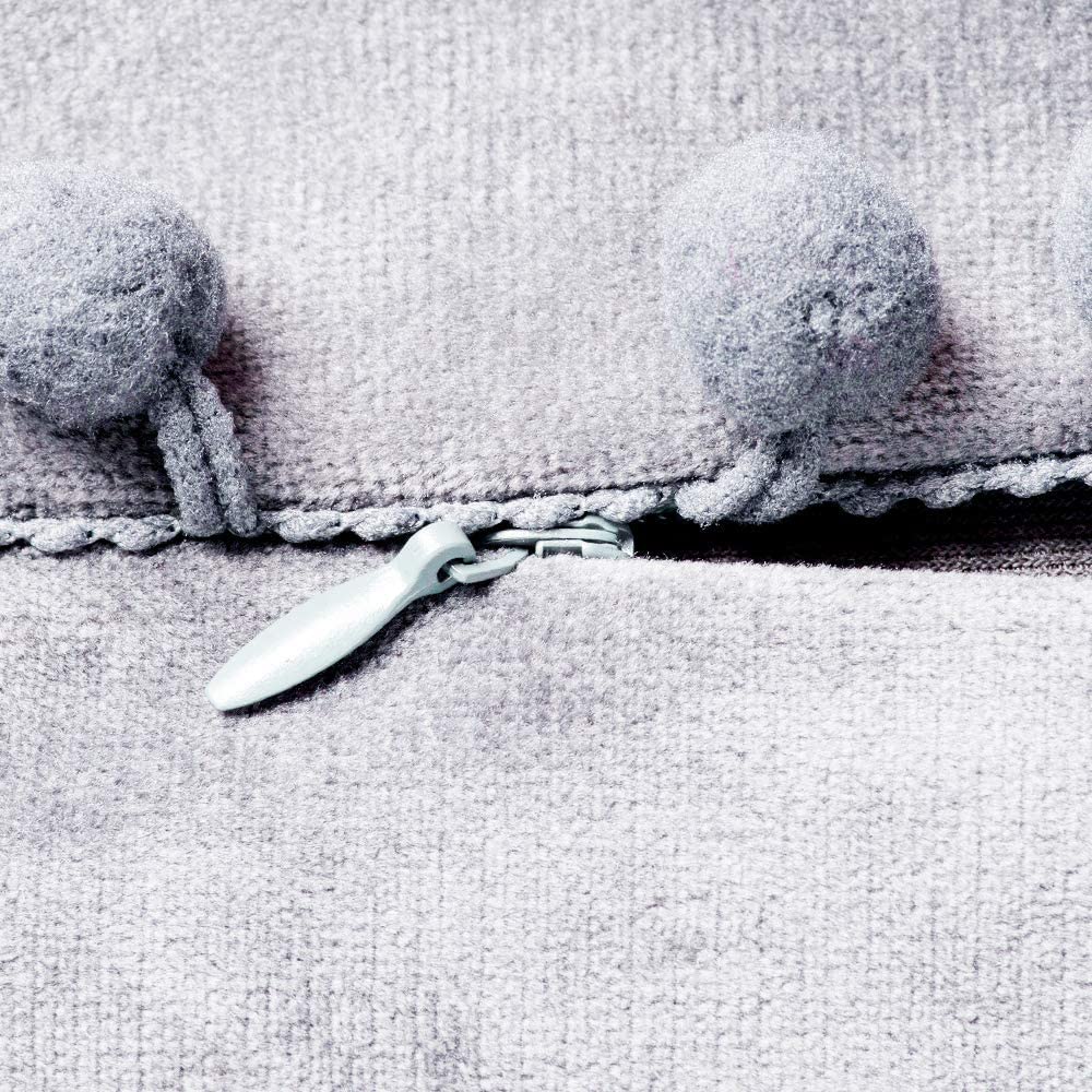 12''x20'' velvet pom-pom lumbar support throw pillow | 7 colors soft & playful ball trim design | chic lumbar & accent pillow | insert included