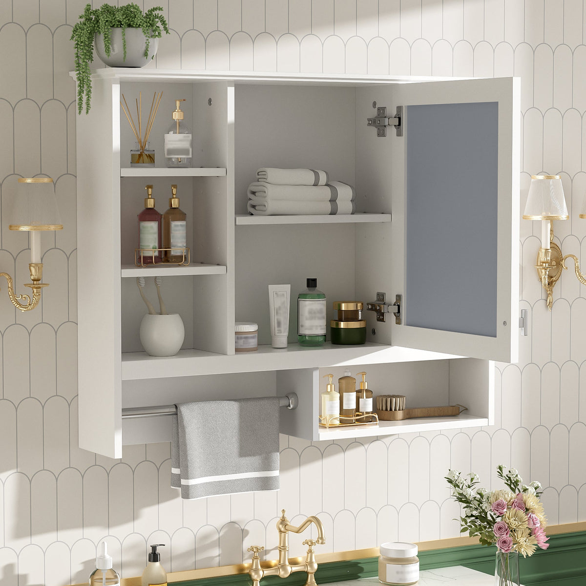 35 inch Wall-Mount 2-in-1 Mirror Cabinet