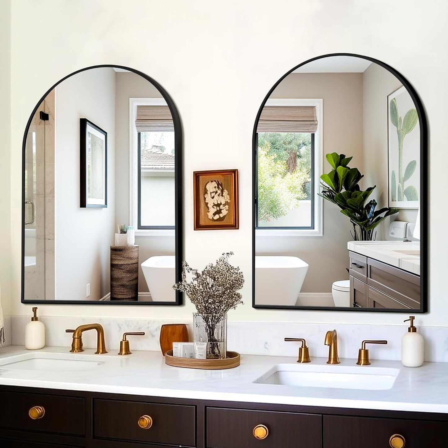 Arched Vanity Mirror 24 By 36 Inches Black Set Of Two