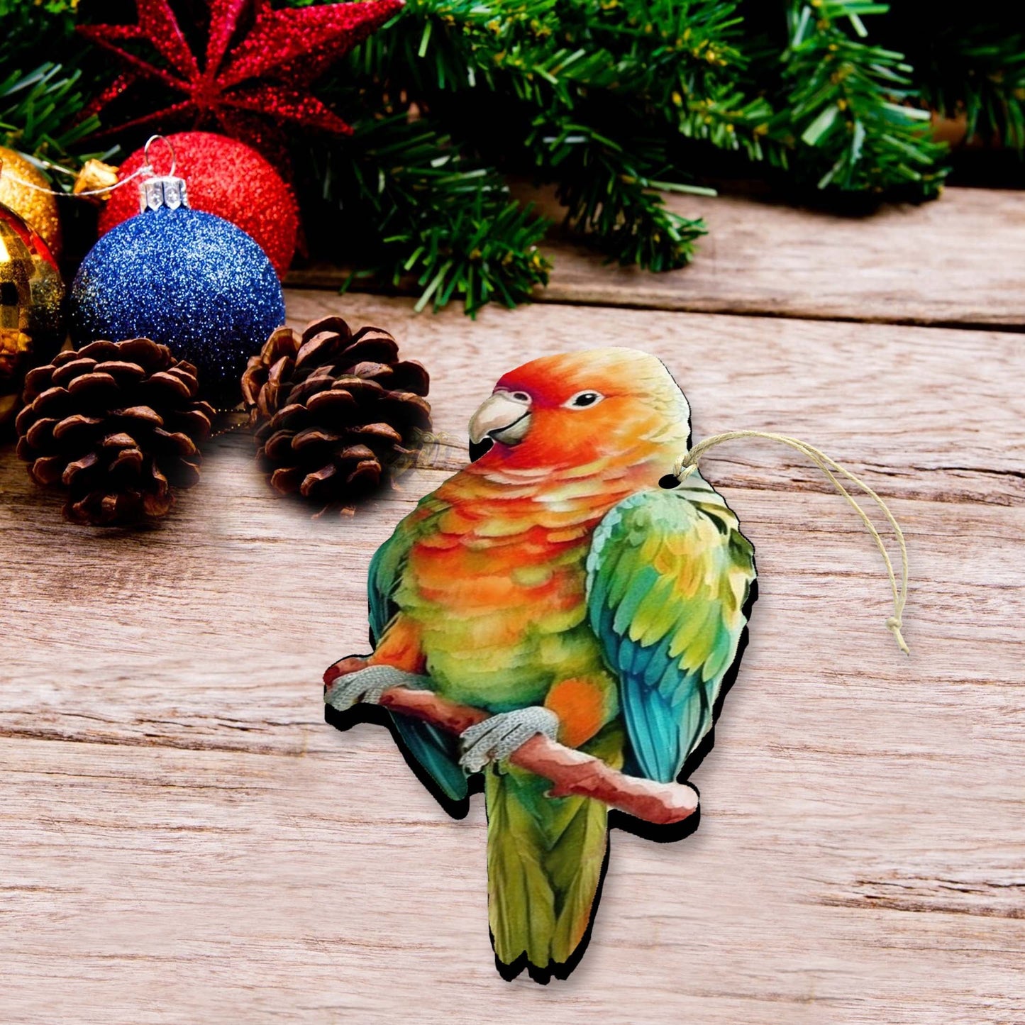Parrots Decorative Wooden Ornaments of 3 by G. Debrekht - Wildlife Decor - 8091013-S3