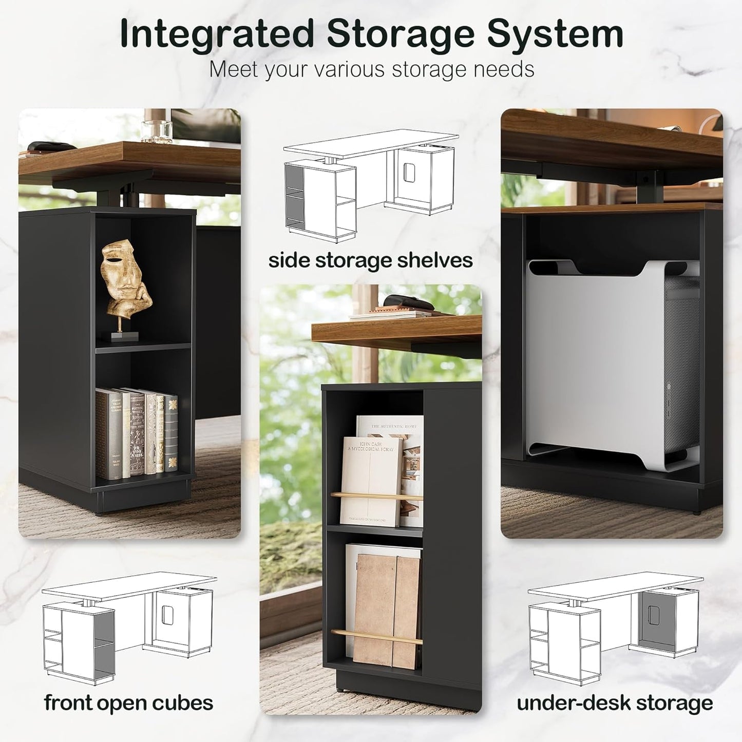 71 Inches Electric Standing Desk Lockable Cabinets