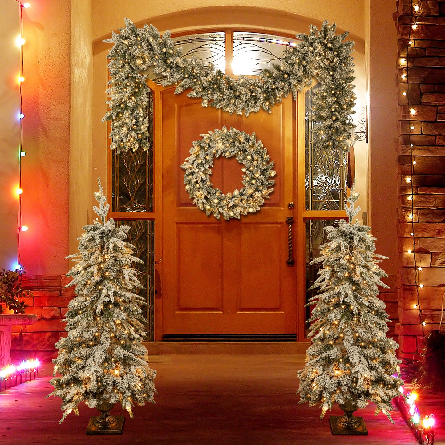 Pre-lit Christmas Artificial Tree 4-Piece Set