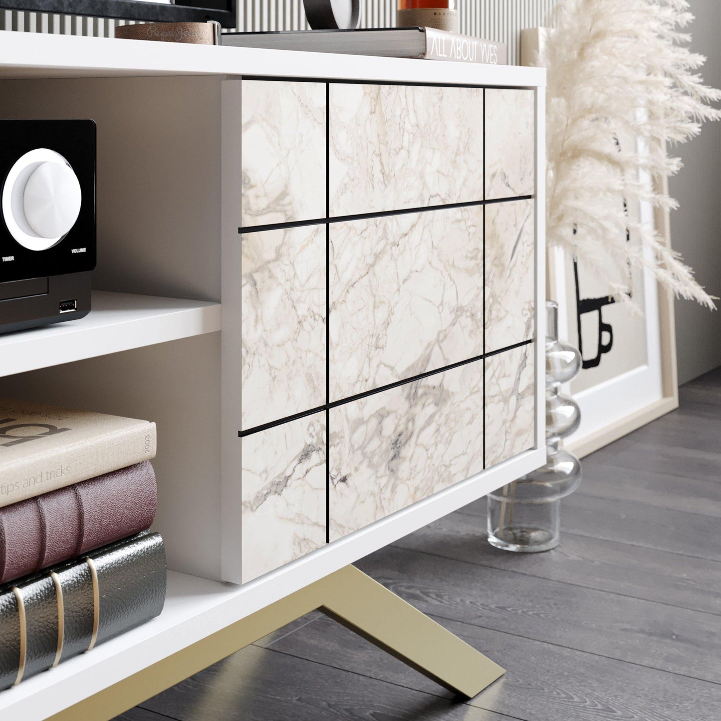 North 51" TV Stand and Media Console with A Cabinet and Shelves