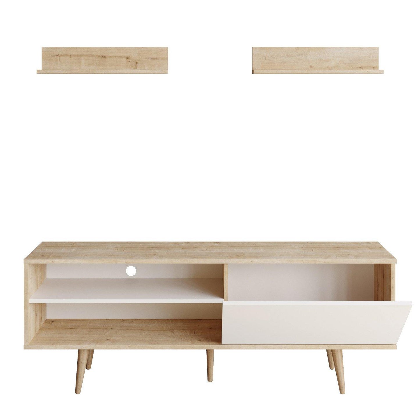Pi 63" Wide TV Stand with Wall Shelves for TVs up to 72"