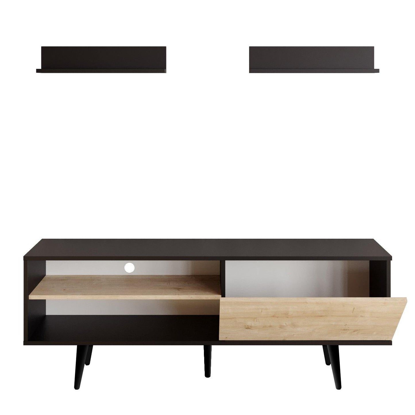 Pi 63" Wide TV Stand with Wall Shelves for TVs up to 72"