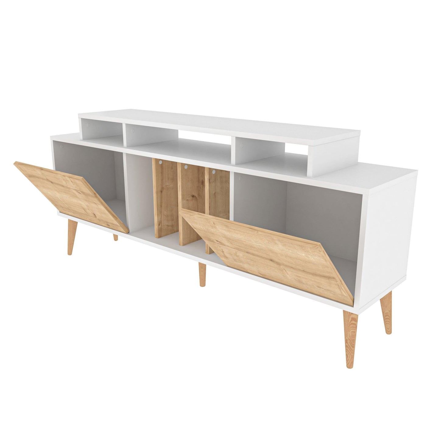 Char 63" TV Stand and Media Console with Cabinets and Shelves for TVs up to 72"