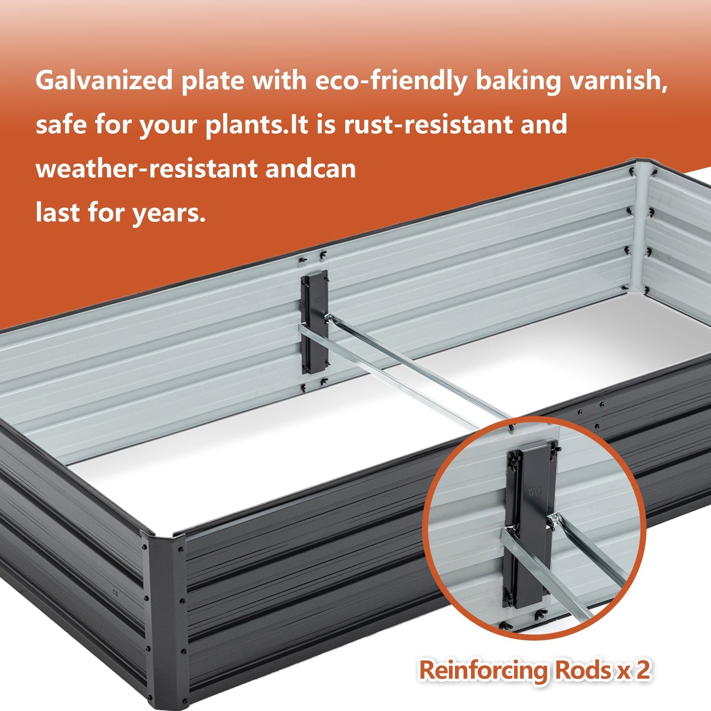 6x3x1 FT Metal Raised Garden Bed Outdoor Planter