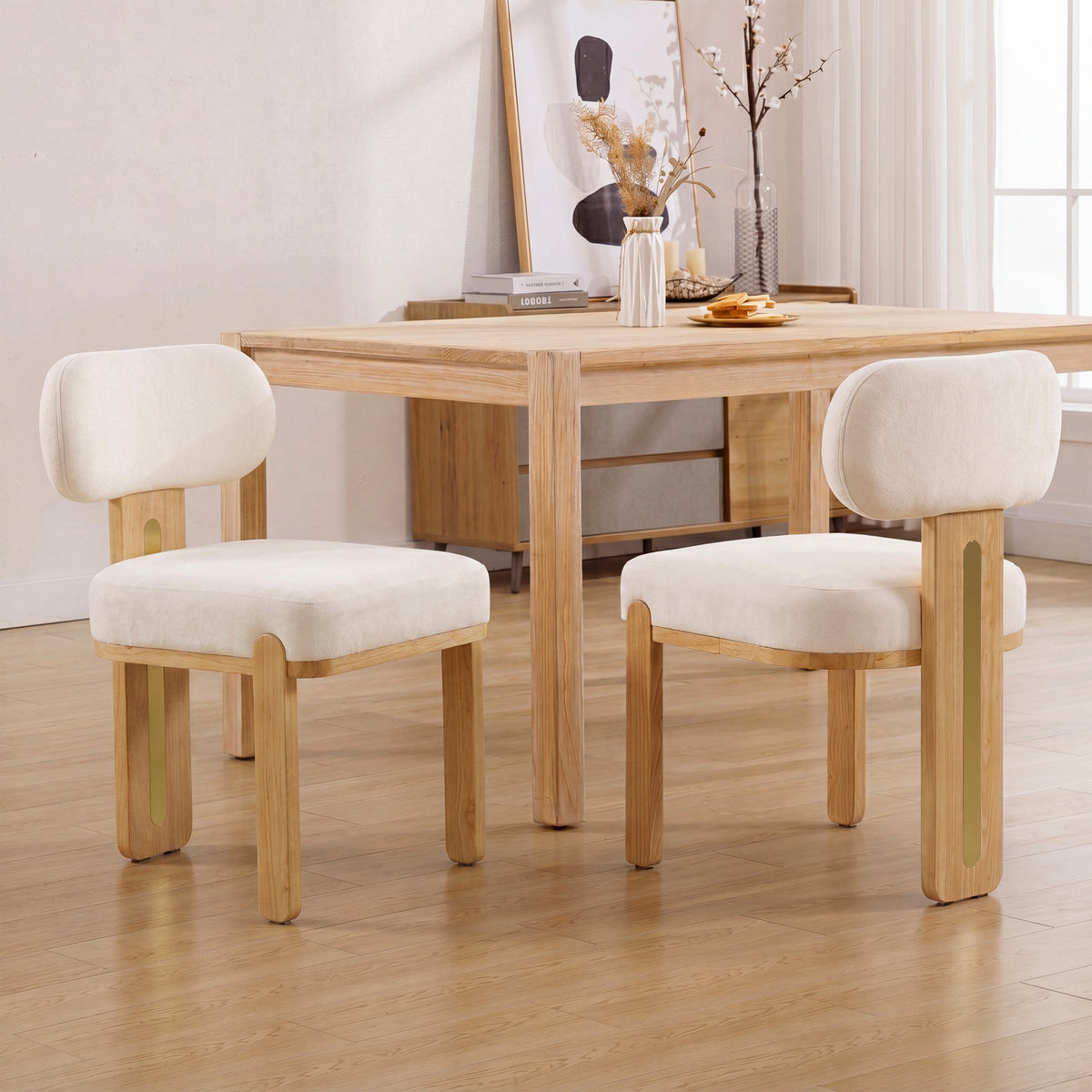 Modern Minimalist Round Upholstered Dining Chair Set of 2
