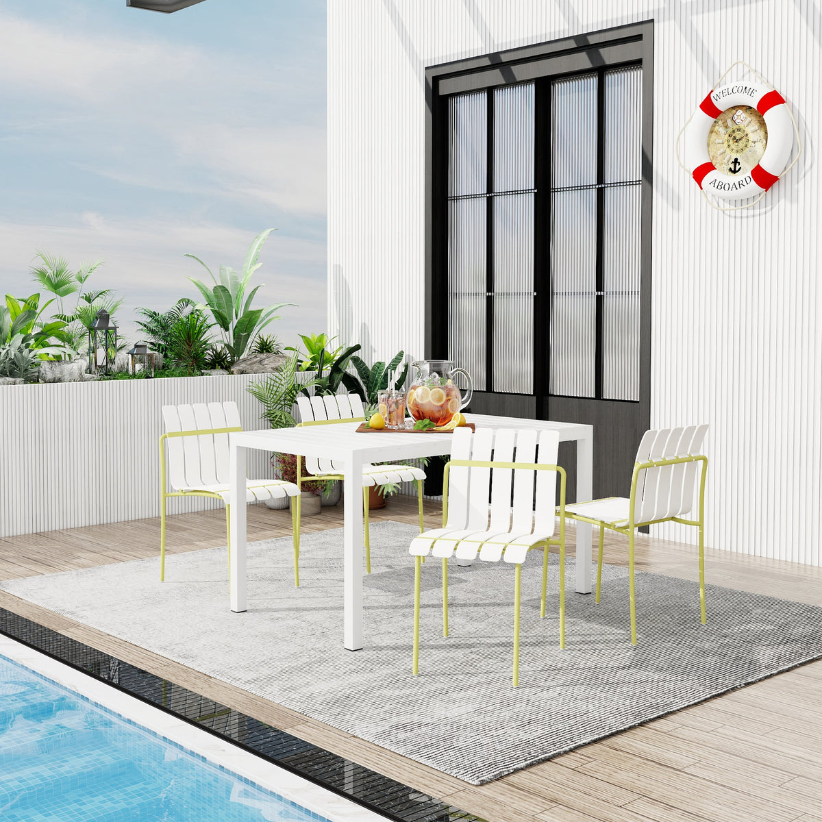 Summer - 4-Pack Modern Striped Color Block Chairs