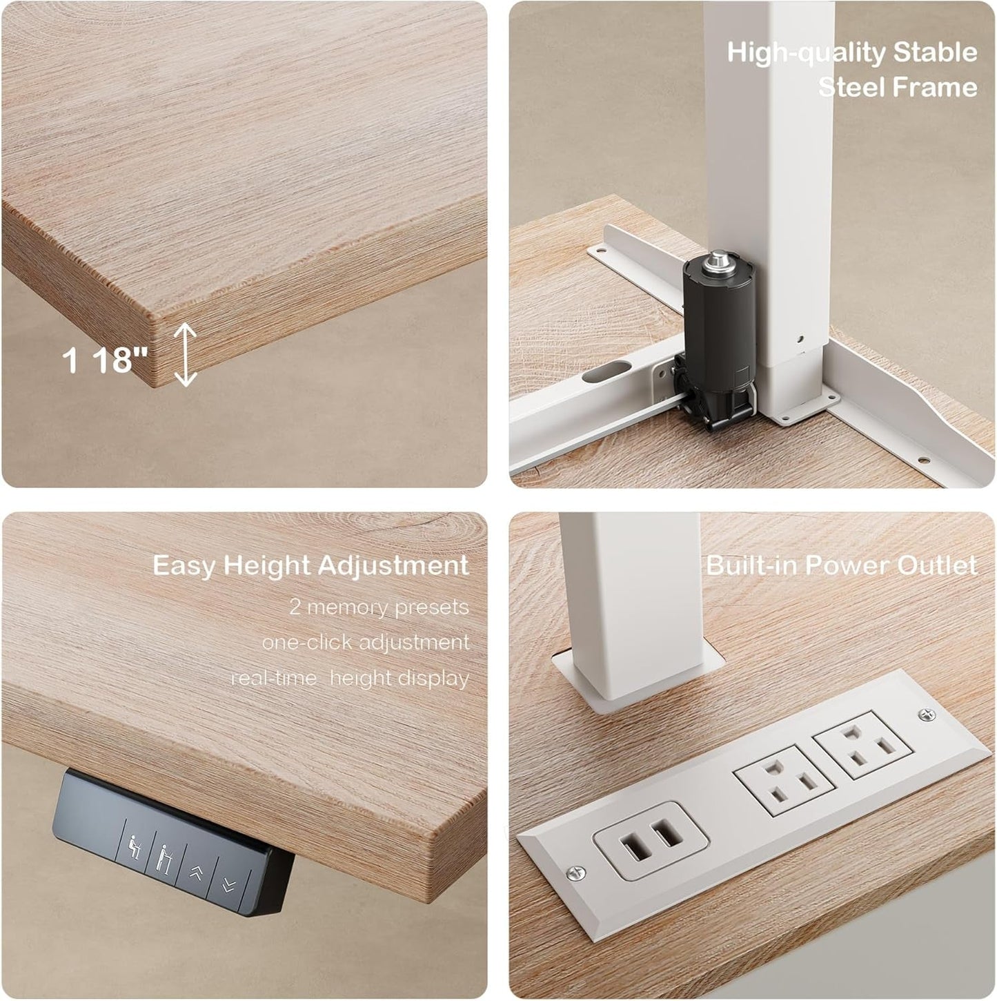 71 Inch L Shaped Standing Desk With USB Walnut Finish