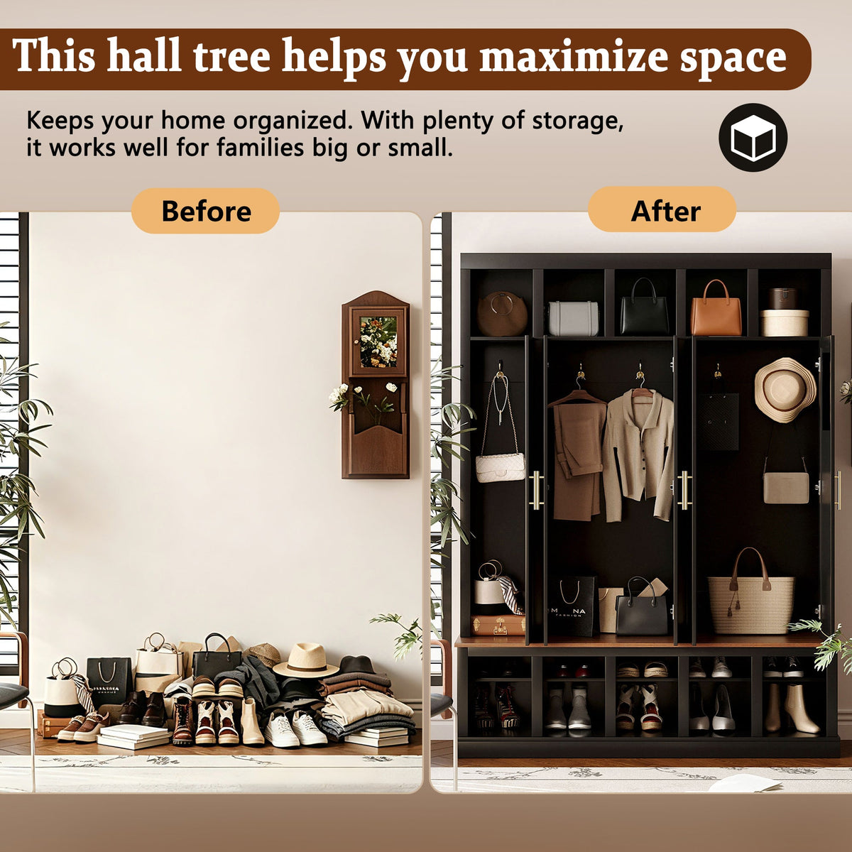 U-Can Farmhouse Entryway Storage Cabinet Coat Closet