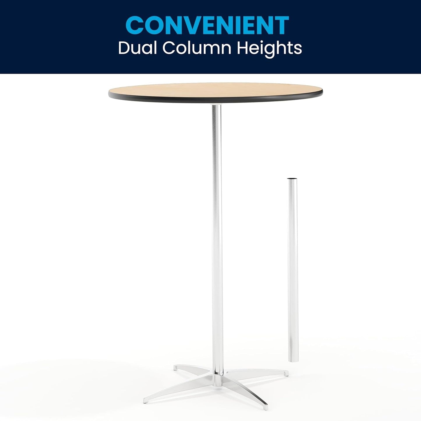 Natural Birch Wood Round Cocktail Table Adjustable