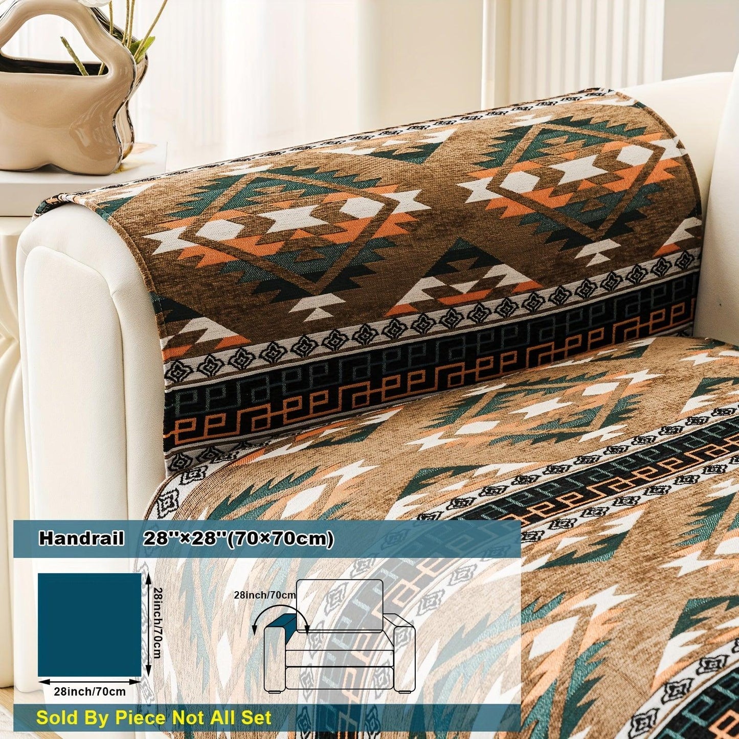 Boho Couch Cover - Chic Snow Chenille Sofa Slipcover