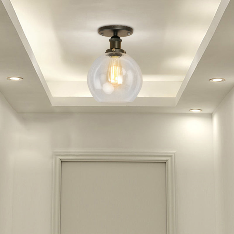 Naomi - Industrial Glass Globe Semi-Flush Mount Light