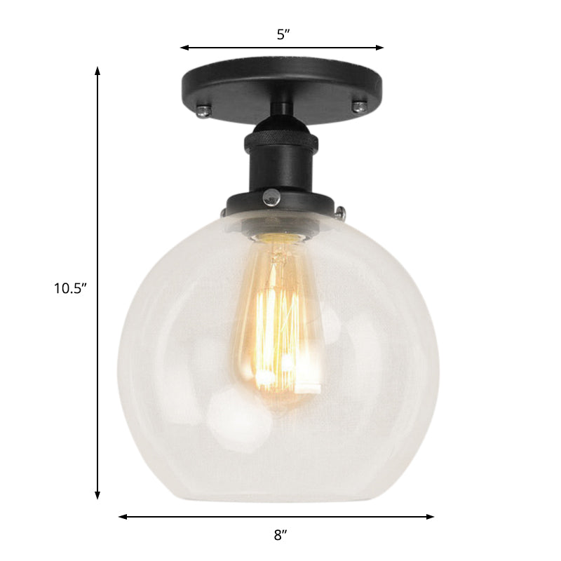 Naomi - Industrial Glass Globe Semi-Flush Mount Light