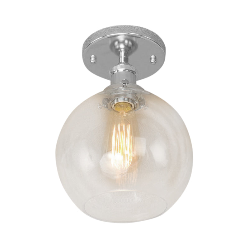 Naomi - Industrial Glass Globe Semi-Flush Mount Light