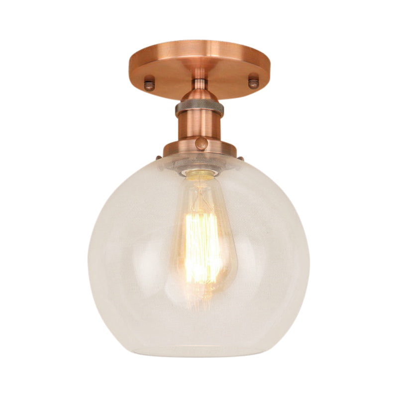 Naomi - Industrial Glass Globe Semi-Flush Mount Light