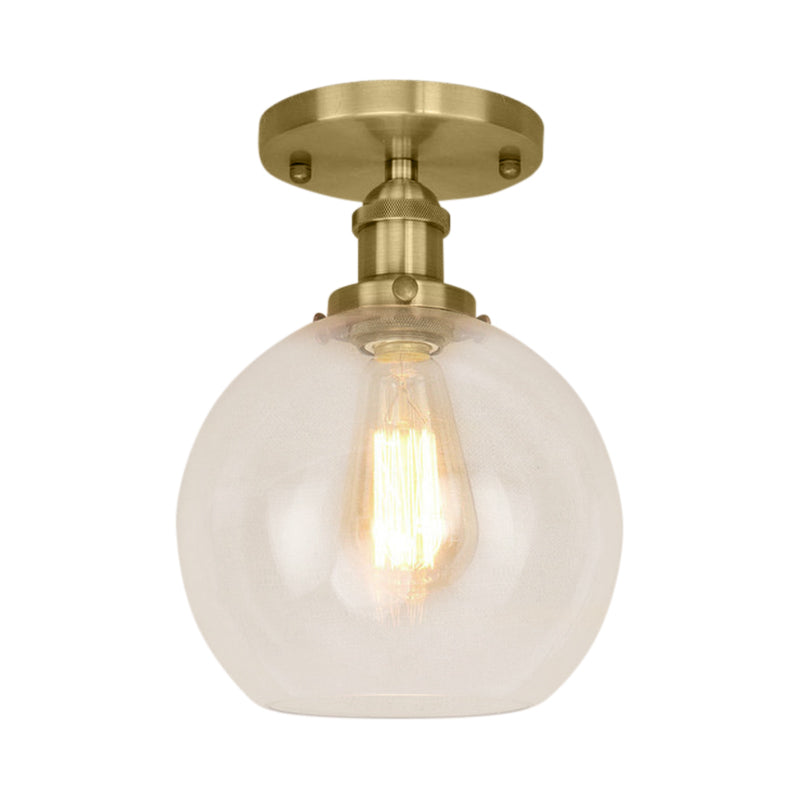 Naomi - Industrial Glass Globe Semi-Flush Mount Light