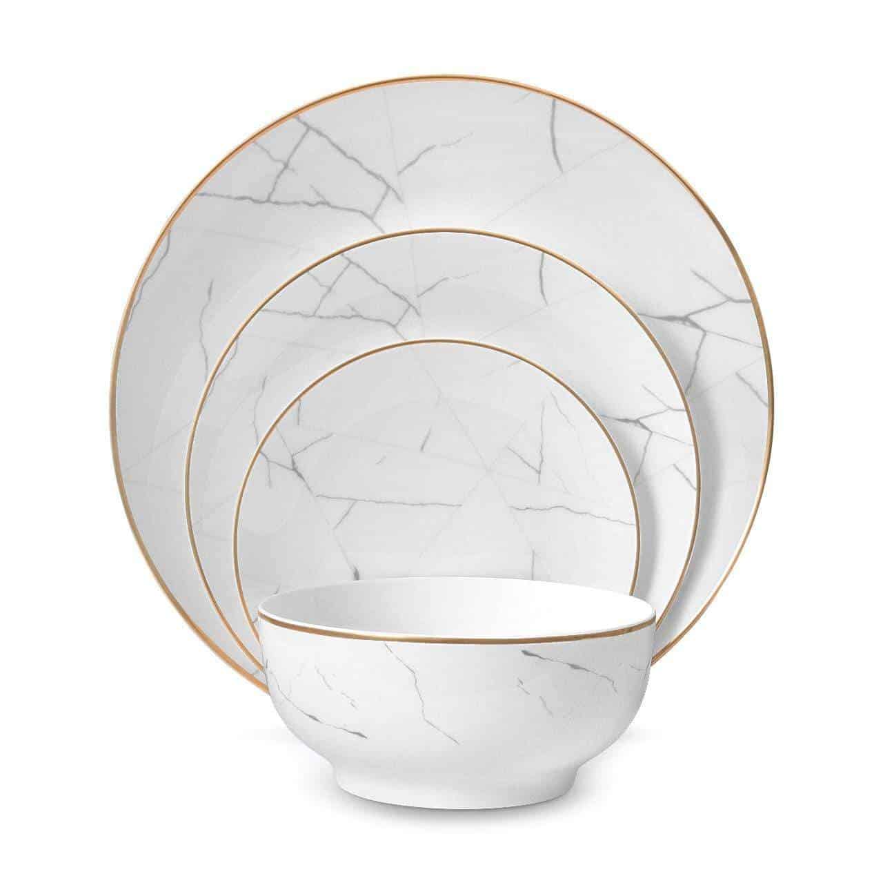 Carrara Marble Dinnerware Set - 16 Piece Set