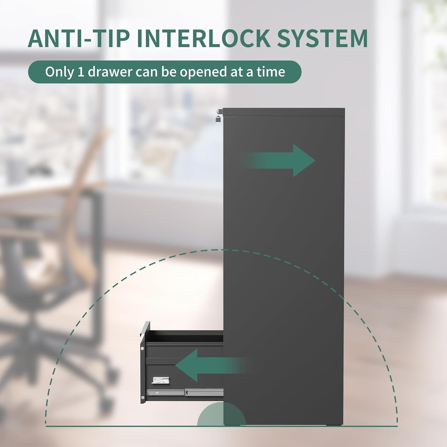 4 Drawer File Cabinet With Lock Black Metal Vertical Filing Cabinet