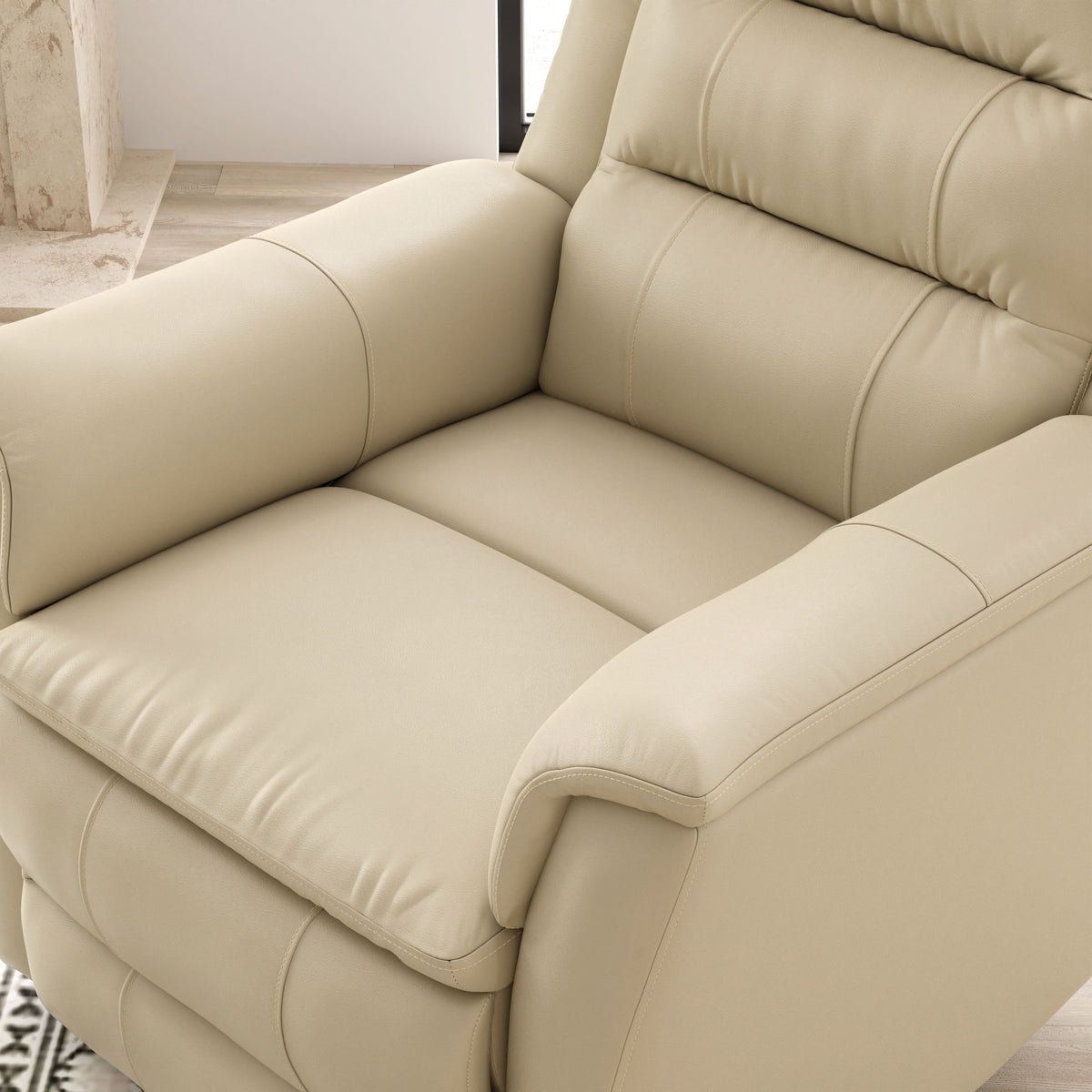 Global Home Swivel Recliner with Manual Footrest In Madras Eggshell