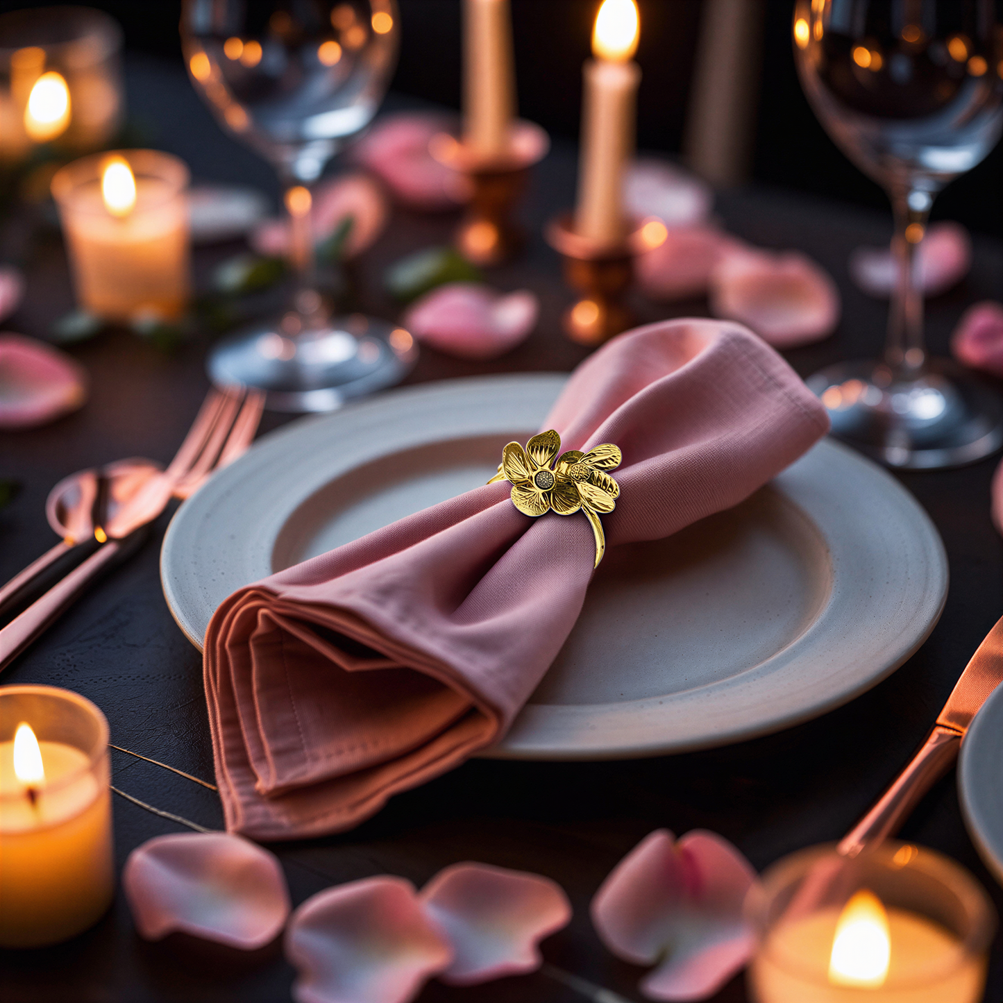 Gold Bee Napkin Rings - Elegant Rust Resistant Napkin Ring Set of 4 for Table Decor