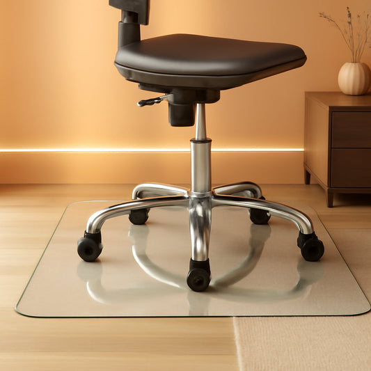 46 Inch Tempered Glass Office Chair Mat Protects Floors