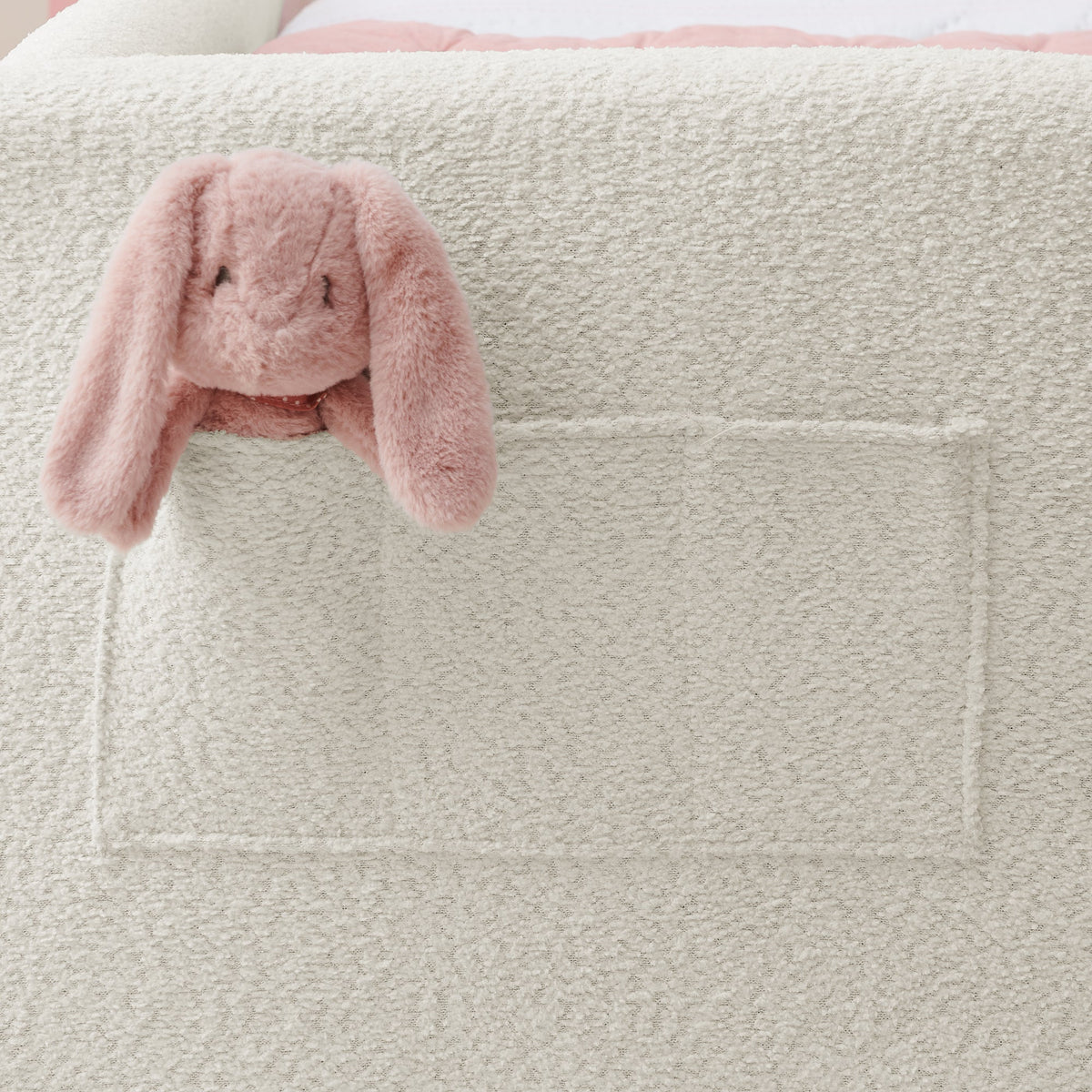 Twin Size Upholstered Platform Bed with Rabbit Ear Headboard