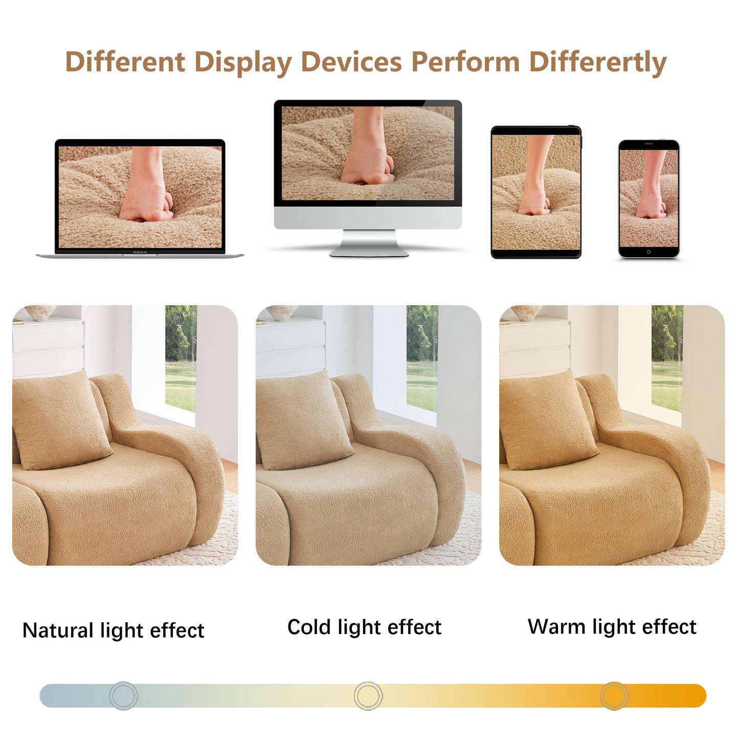 U-Shaped Boneless Sofa,Teddy Fabric No assembly required   Curved armrest,Anti-slip Design,Streamlined Design 32D High Density Sponge,Full Compression Vacuum Packag,For Studies living Rooms,Camel