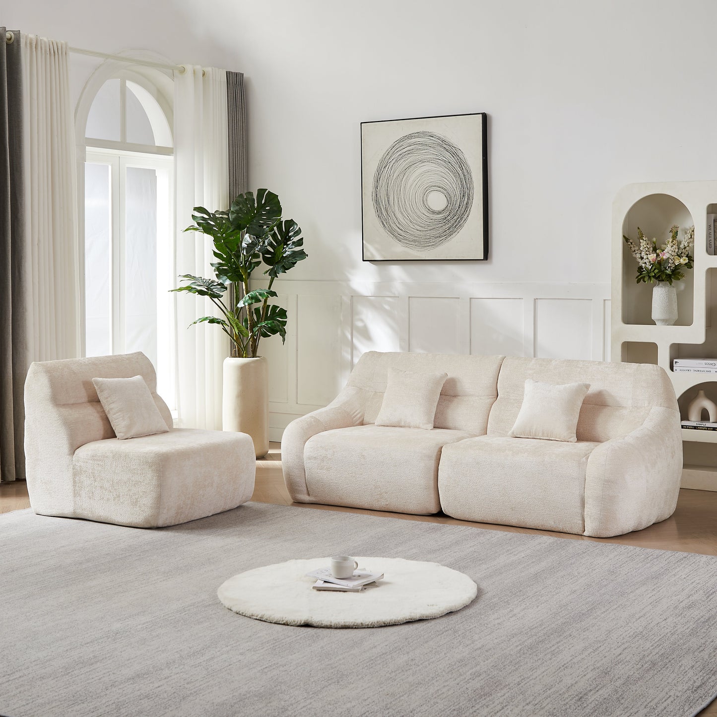 123.2-Inch Modern Luxury Curved Corner Sectional Sofa