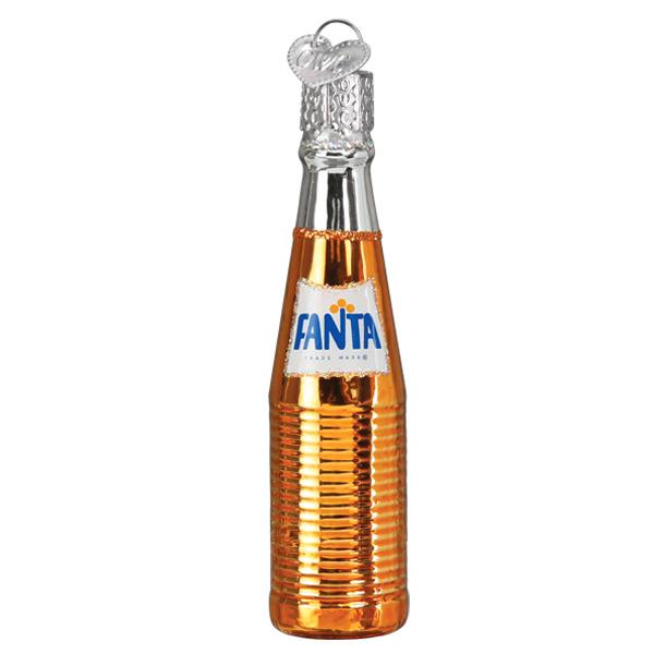 Fanta bottle ornament on a white background