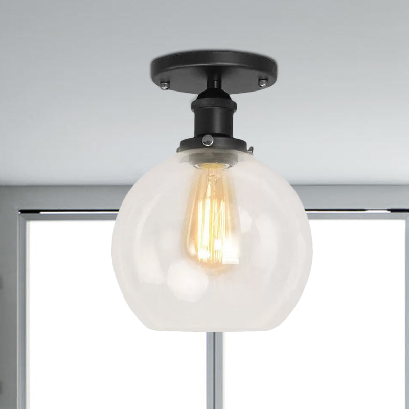 Naomi - Industrial Glass Globe Semi-Flush Mount Light