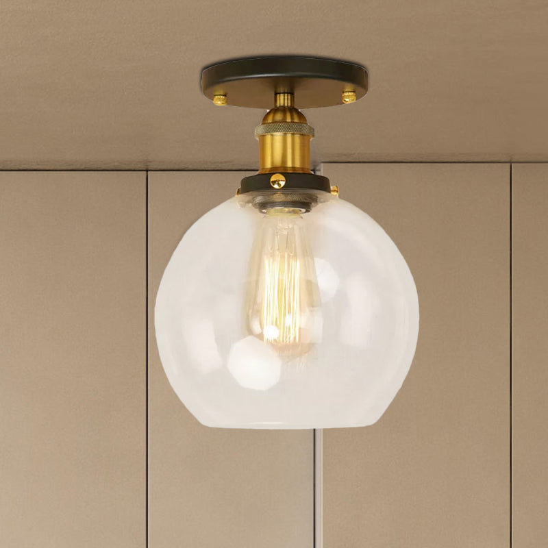 Naomi - Industrial Glass Globe Semi-Flush Mount Light