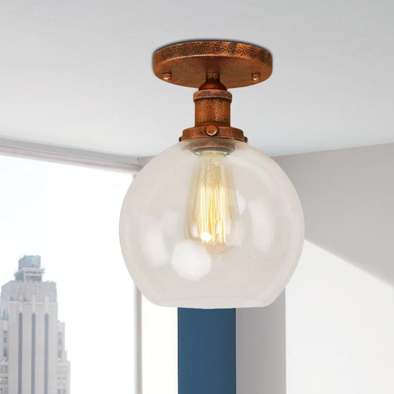 Naomi - Industrial Glass Globe Semi-Flush Mount Light