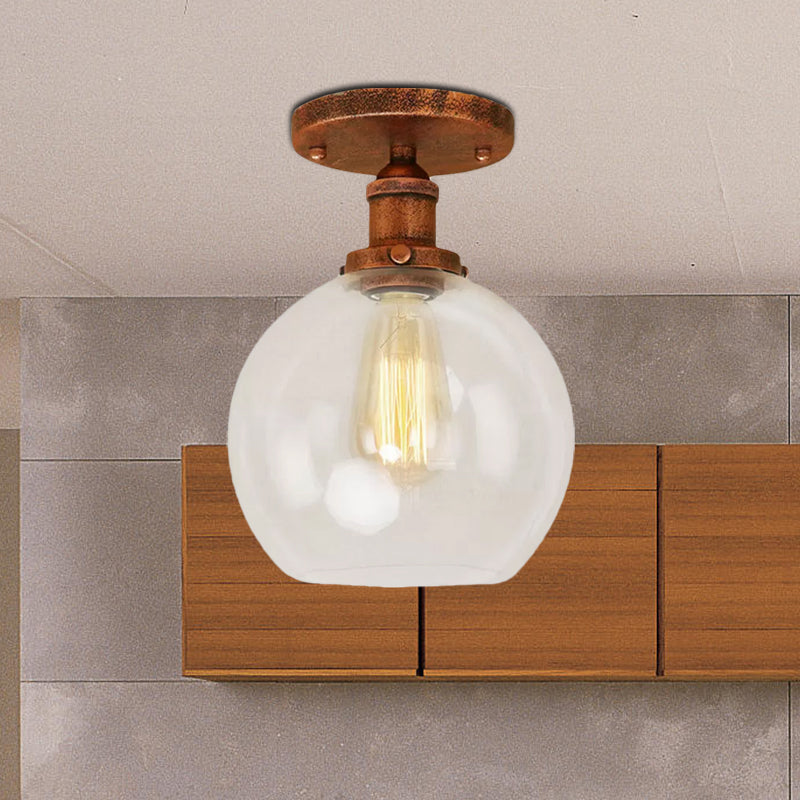 Naomi - Industrial Glass Globe Semi-Flush Mount Light