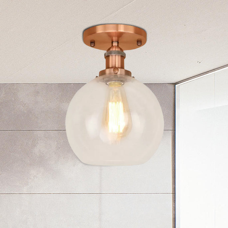 Naomi - Industrial Glass Globe Semi-Flush Mount Light