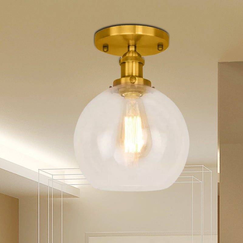 Naomi - Industrial Glass Globe Semi-Flush Mount Light