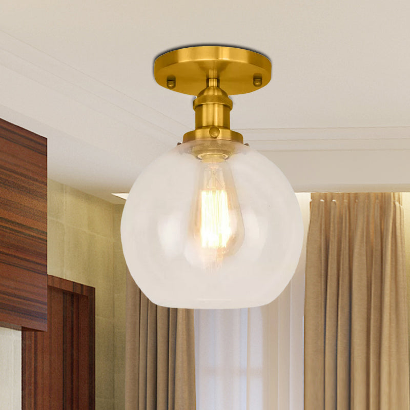Naomi - Industrial Glass Globe Semi-Flush Mount Light