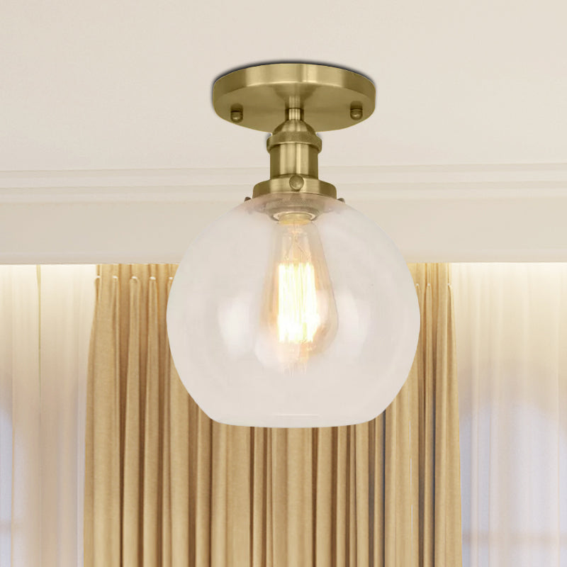 Naomi - Industrial Glass Globe Semi-Flush Mount Light