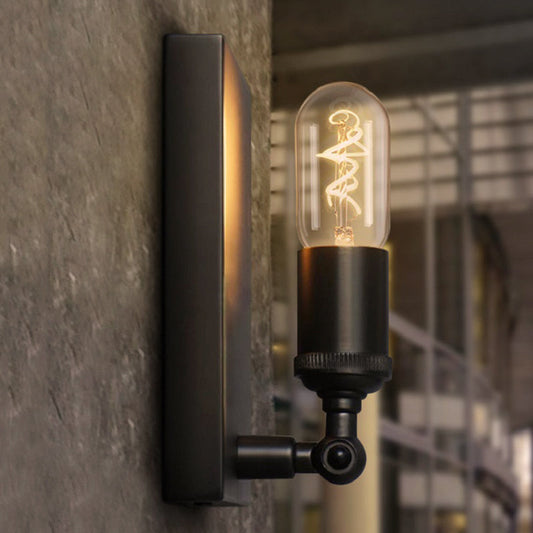 Industrial Charm for Your Dining Room: The Black Wall Lamp with Exposed Bulb
