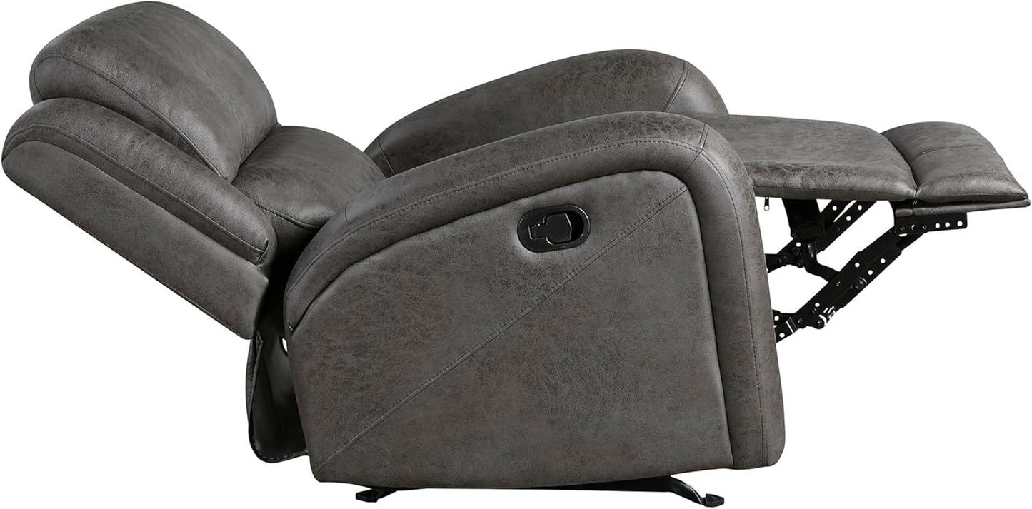 Grey Rocker Recliner Chair With Manual Recline Living Room
