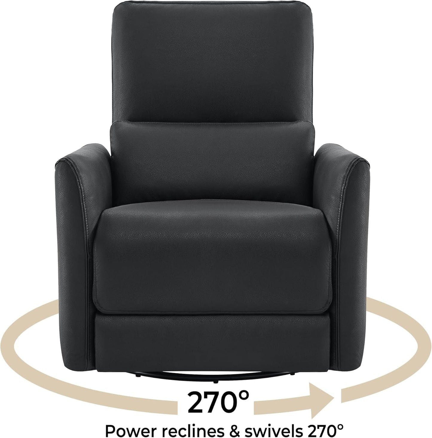 Power Recliner Chair USB Charging Lumbar Support Black