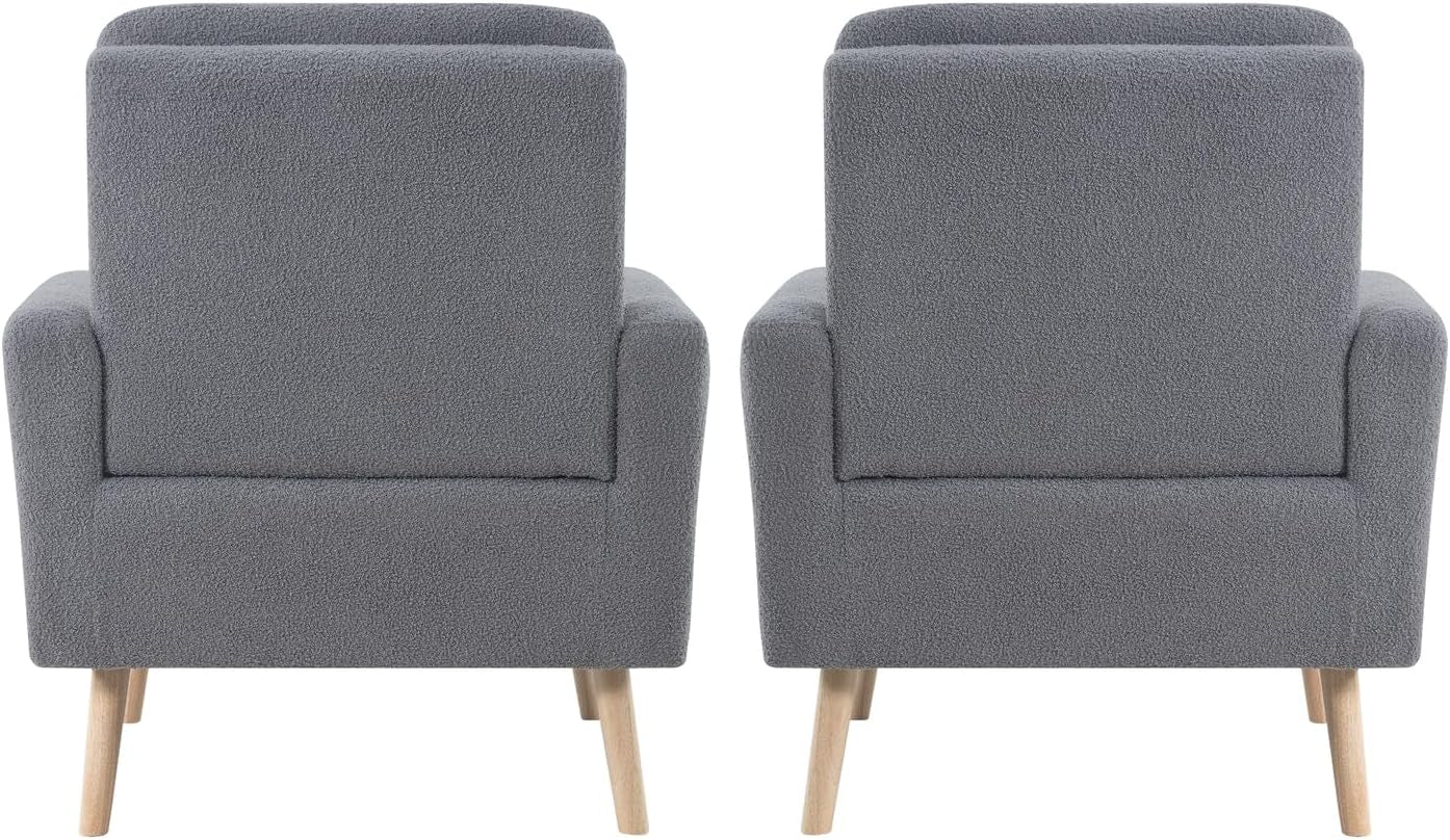 Gray Mid Century Modern Plush Upholstered Armchair