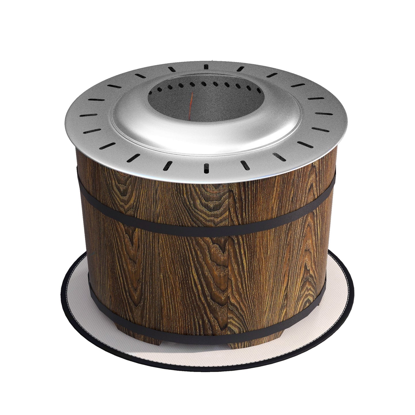Smokeless Fire Pit with Fireproof Mat - 20.5' Barrel Style Portable Wood Burning Firepit