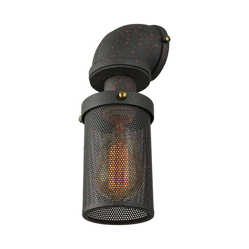 Enliven Your Walls with Industrial Flair: The Black Mesh Cylinder Wall Sconce
