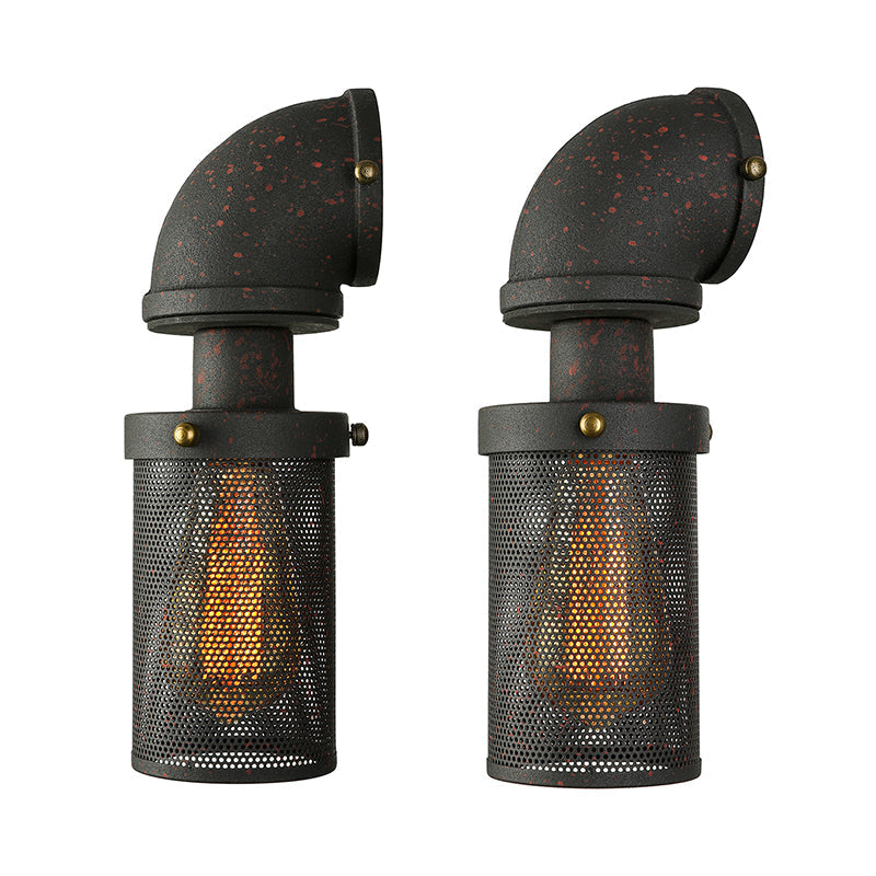 Enliven Your Walls with Industrial Flair: The Black Mesh Cylinder Wall Sconce