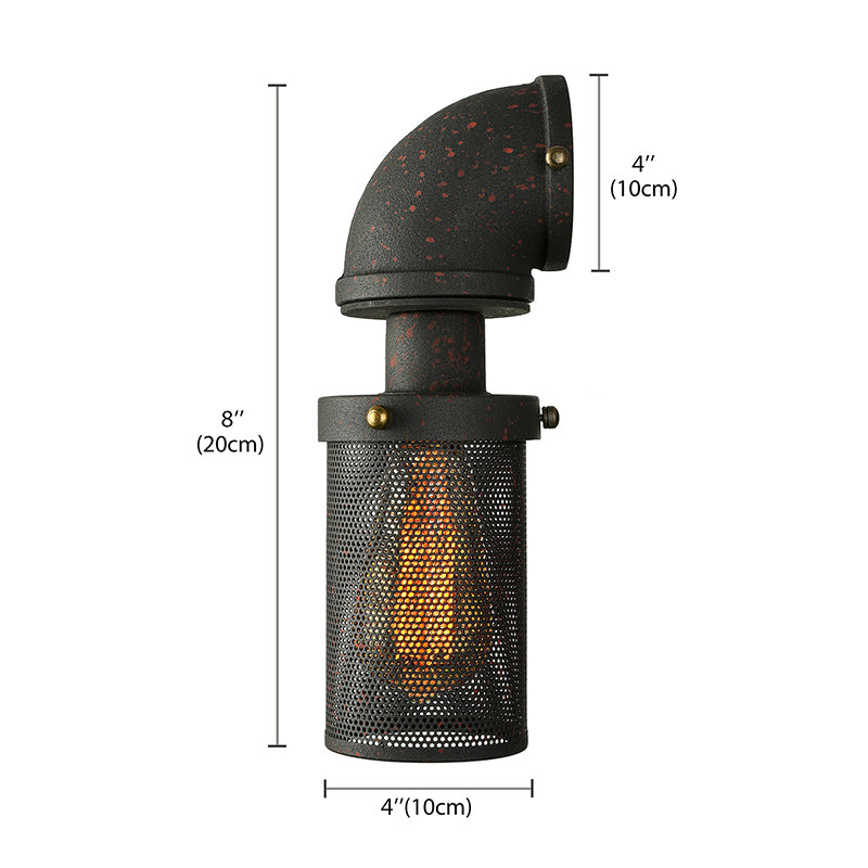 Enliven Your Walls with Industrial Flair: The Black Mesh Cylinder Wall Sconce