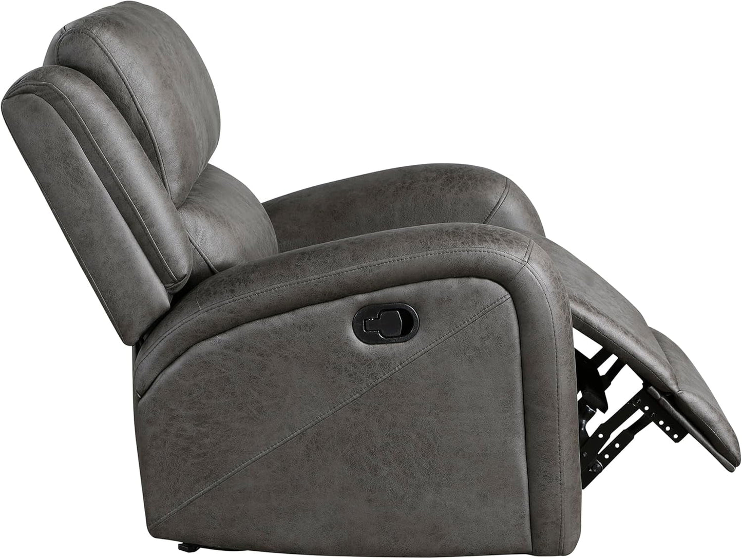Grey Rocker Recliner Chair With Manual Recline Living Room