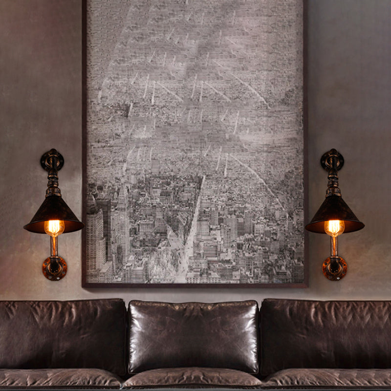 Watson - Rustic Industrial Wall Sconce with Dark Rust Finish (1-Light)